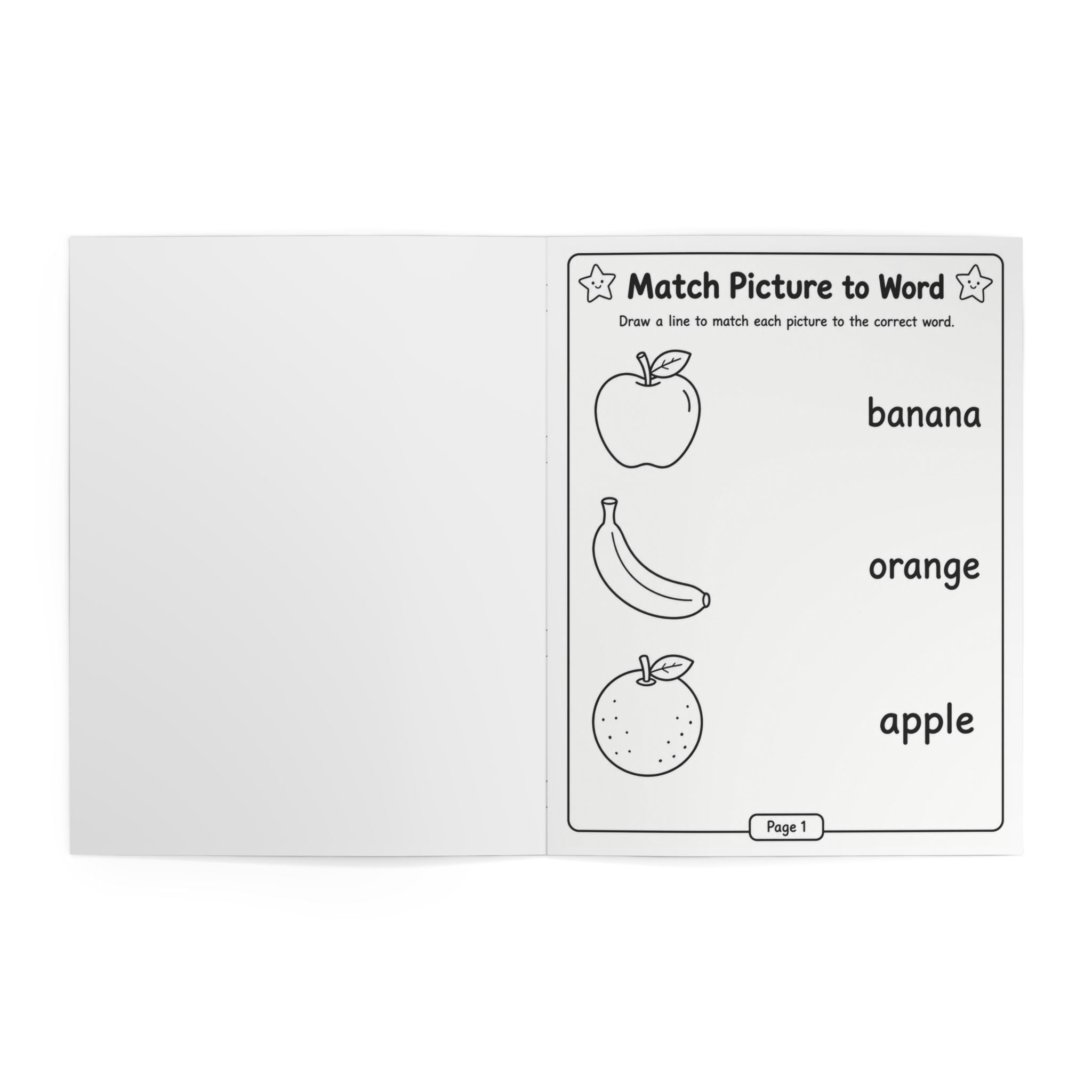 Match Picture to Word Coloring Book – 24-Pages