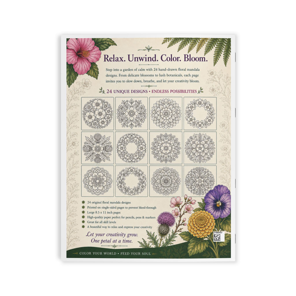 Floral Mandala Coloring Book - (24 Pages)