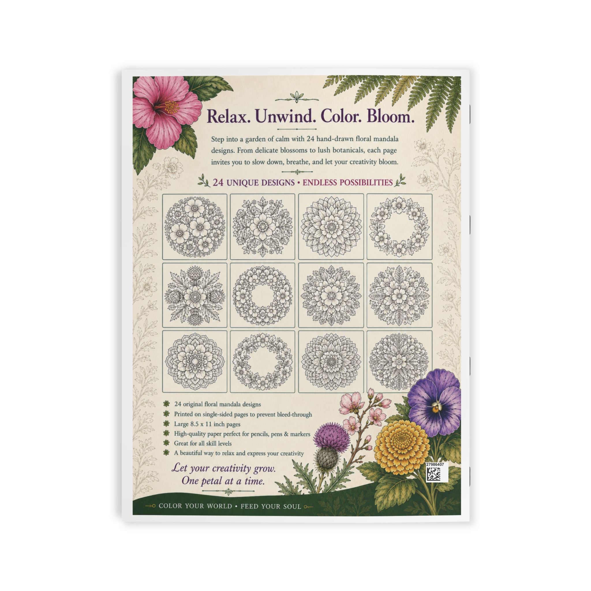 Floral Mandala Coloring Book - (24 Pages)