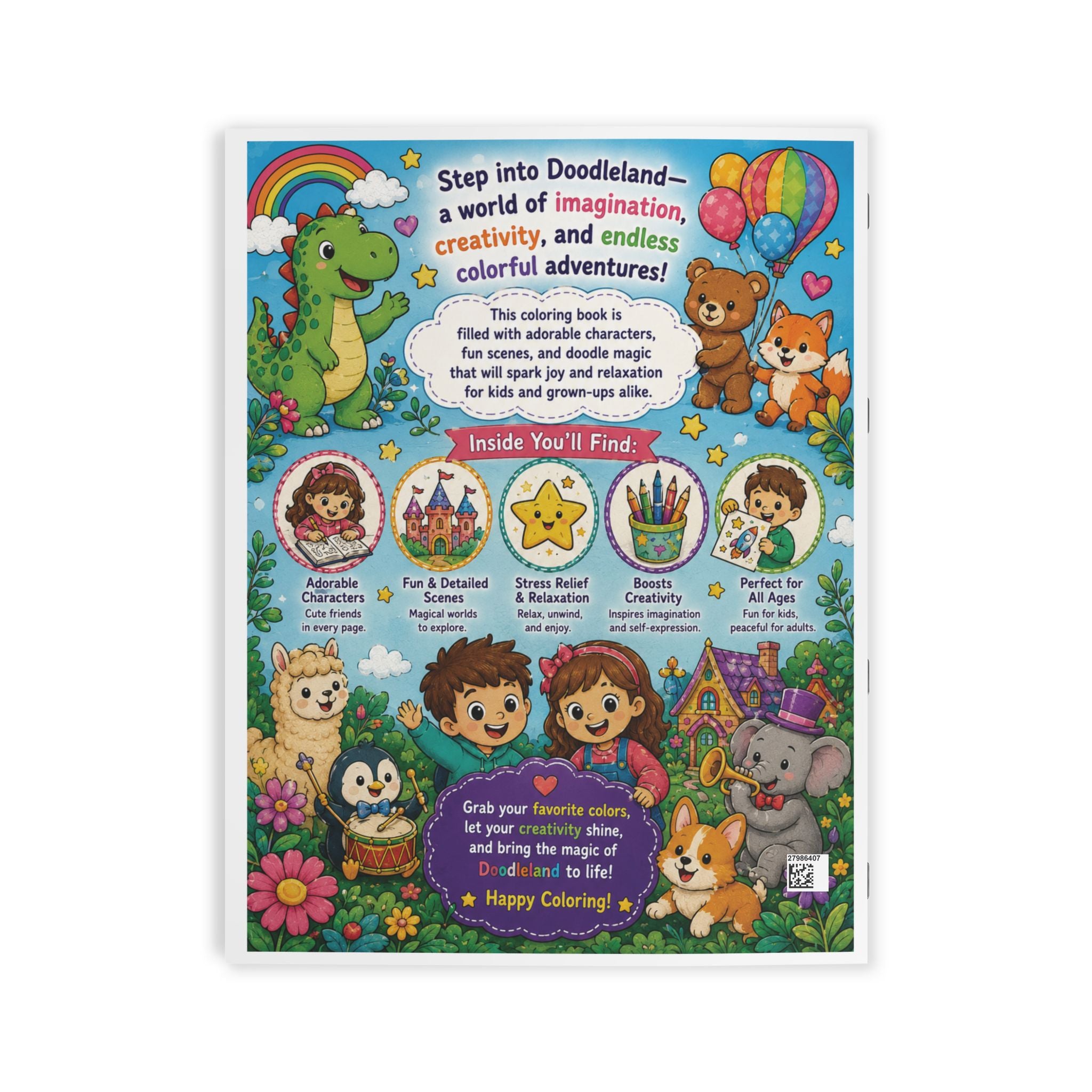 Doodleland Kids Coloring Book - 24 Pages
