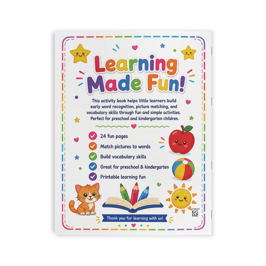 Match Picture to Word Coloring Book – 24-Pages