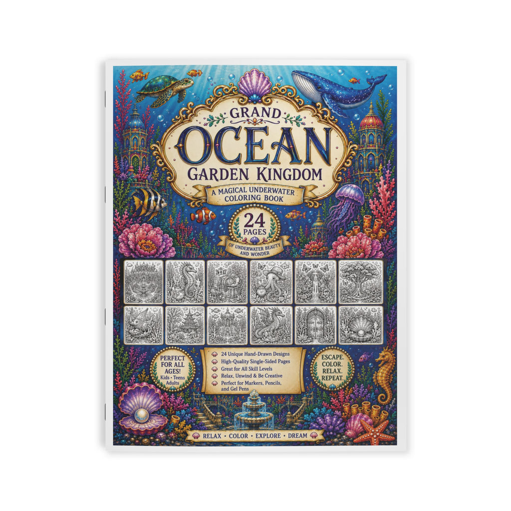 Ocean Garden Kingdom Coloring Book - 24 Pages