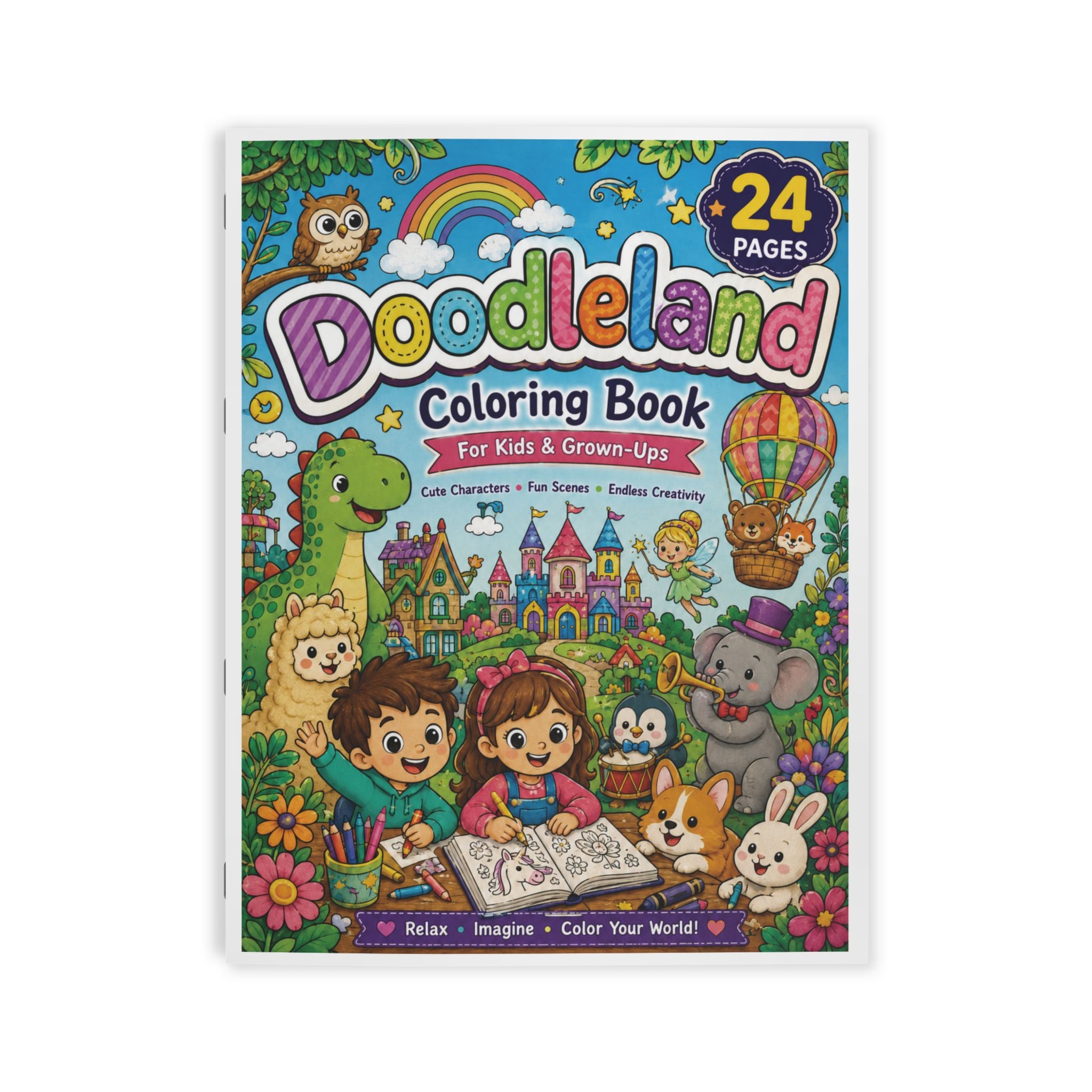 Doodleland Kids Coloring Book - 24 Pages