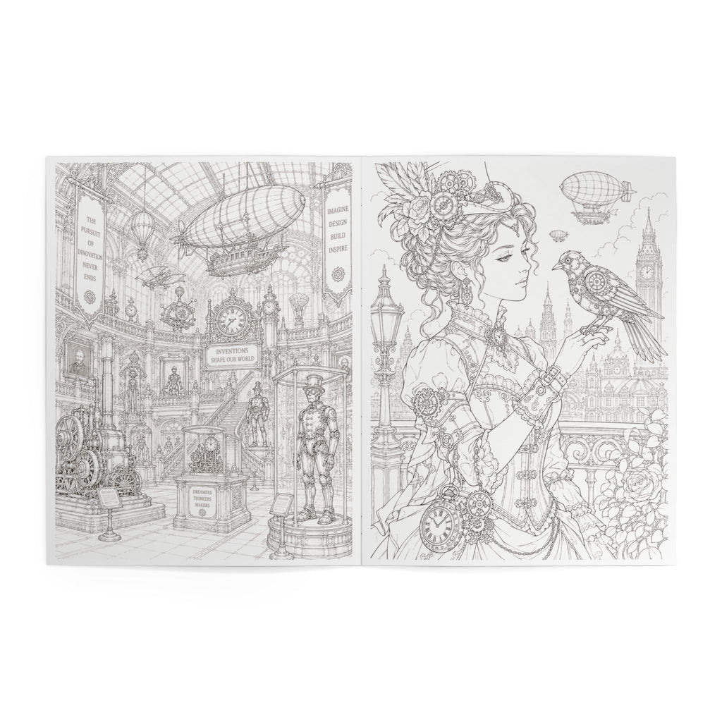 Steampunk Coloring Book - 24 pages
