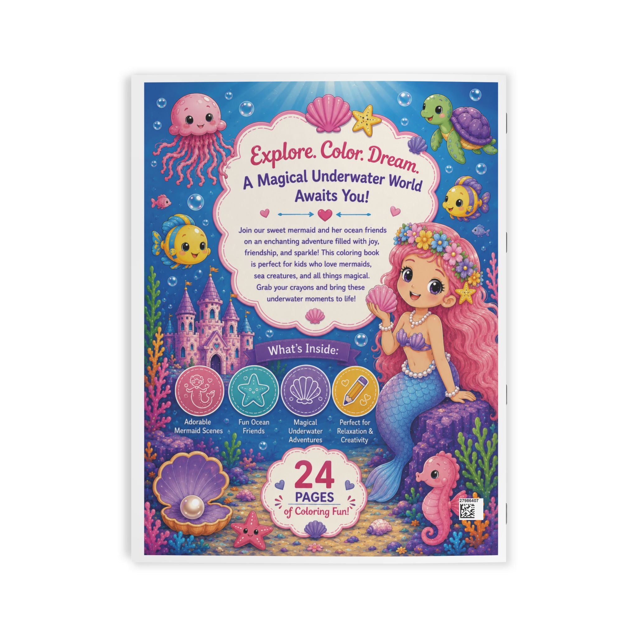 Mermaid Coloring Book for Kids - 24 Pages