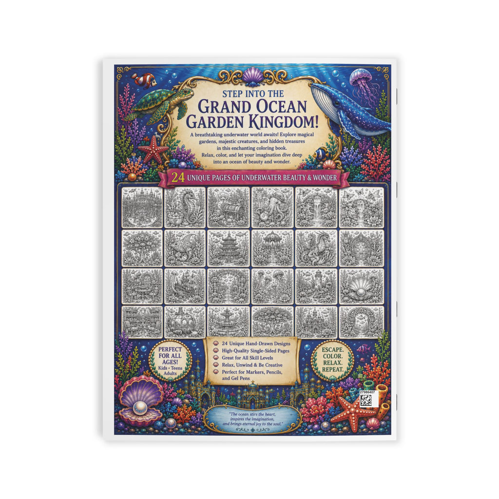 Ocean Garden Kingdom Coloring Book - 24 Pages
