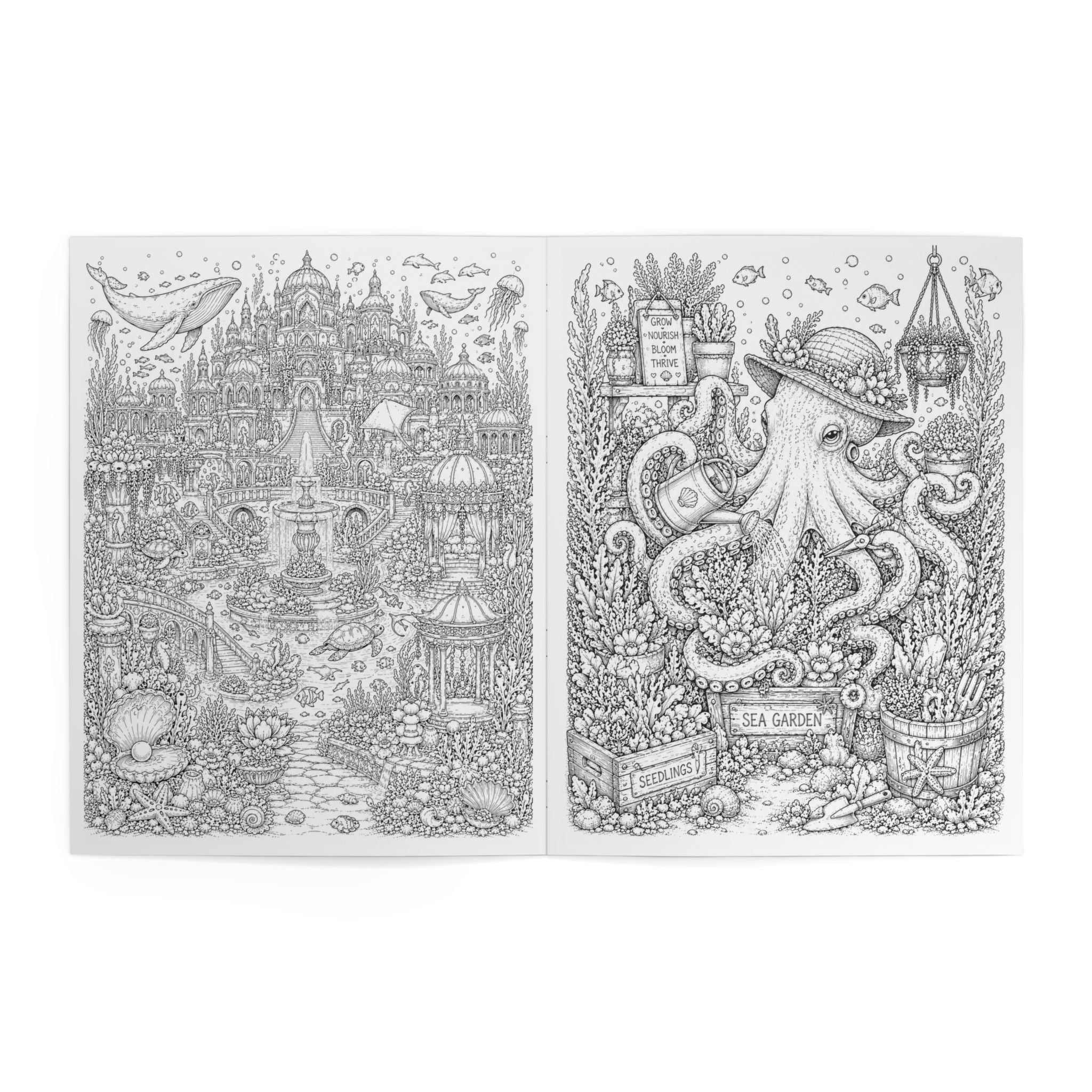 Ocean Garden Kingdom Coloring Book - 24 Pages