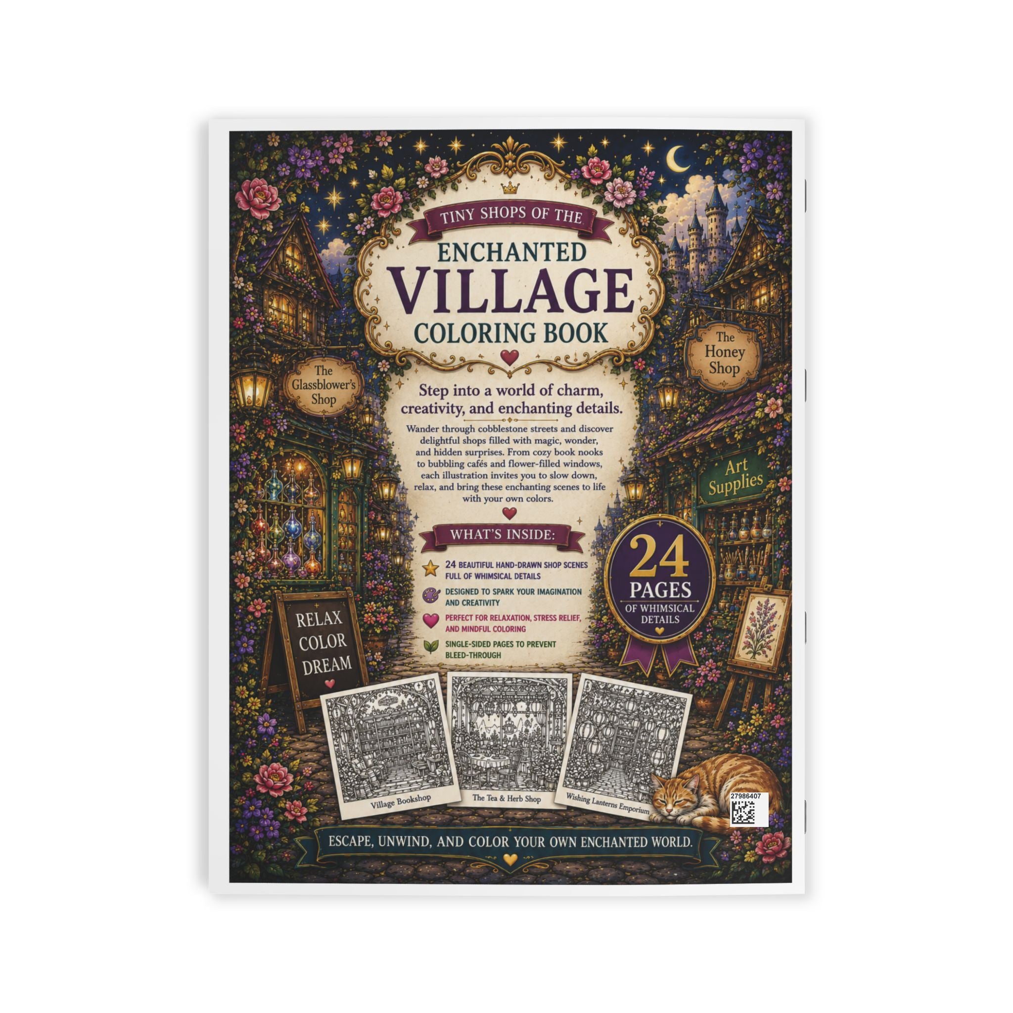 Enchanted Village Coloring Book - 24 Pages