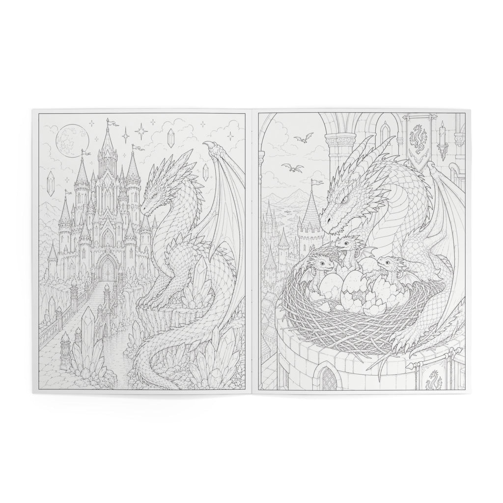 Dragon Castle Kingdoms Coloring Book  - (24 Pages)
