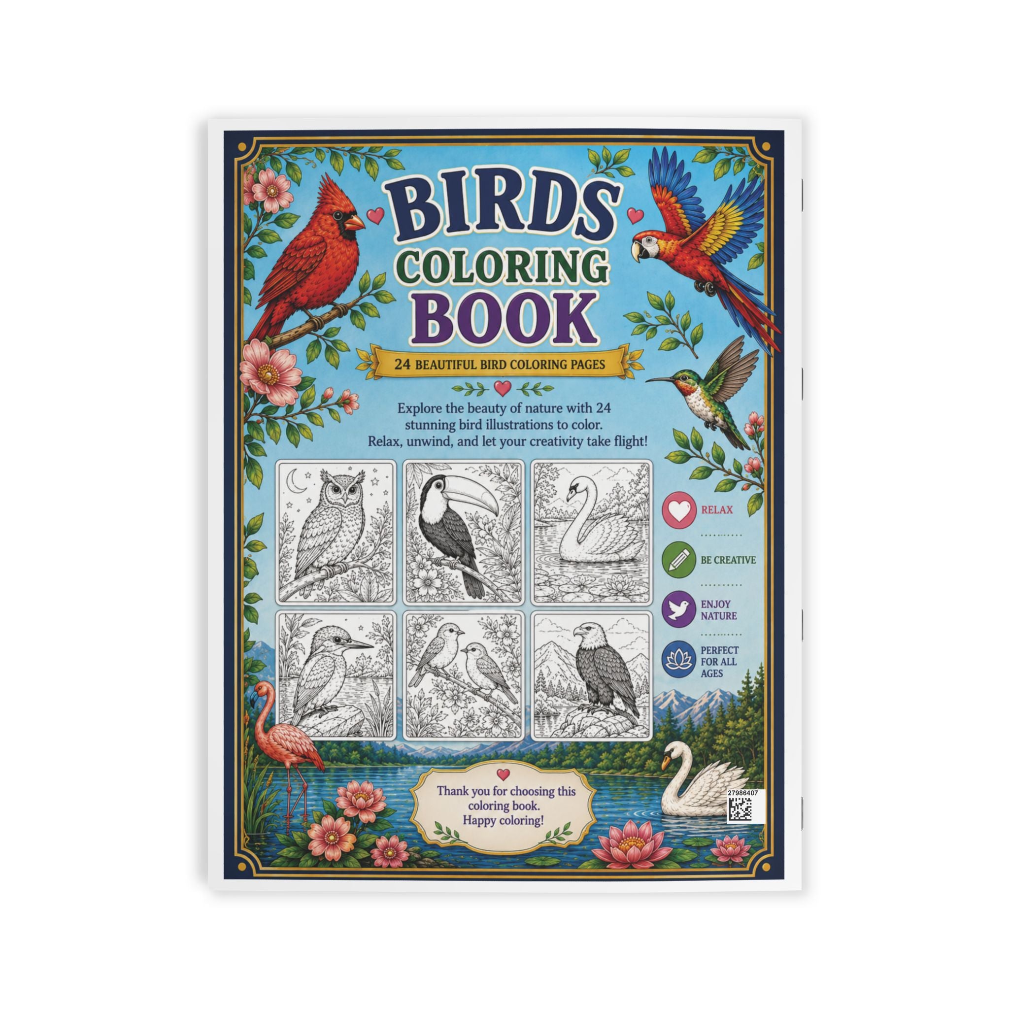 Birds Coloring Book — 24 Pages