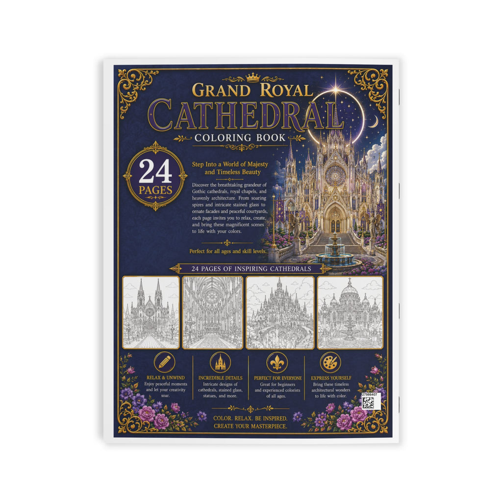 Grand Royal Cathedral Coloring Book - 24 Pages