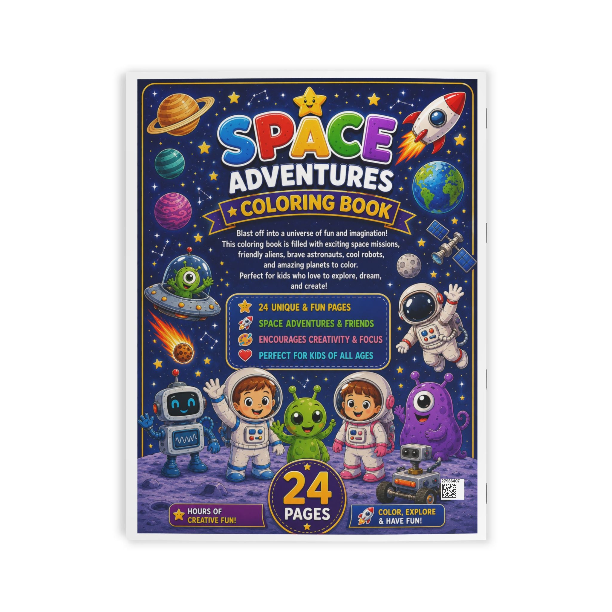 Space Adventures Coloring Book - 24 Pages