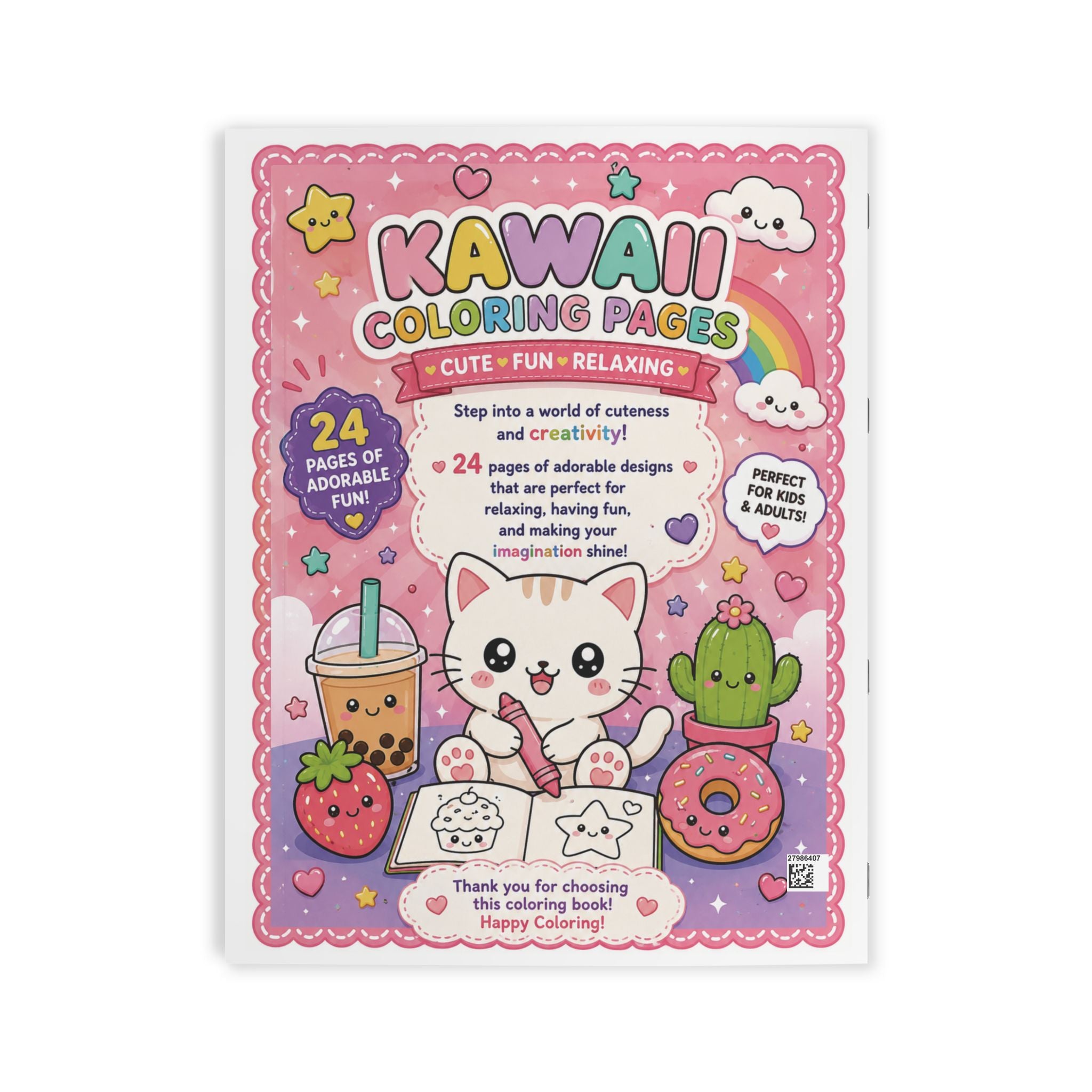 Kawaii Coloring Book — 24 Pages