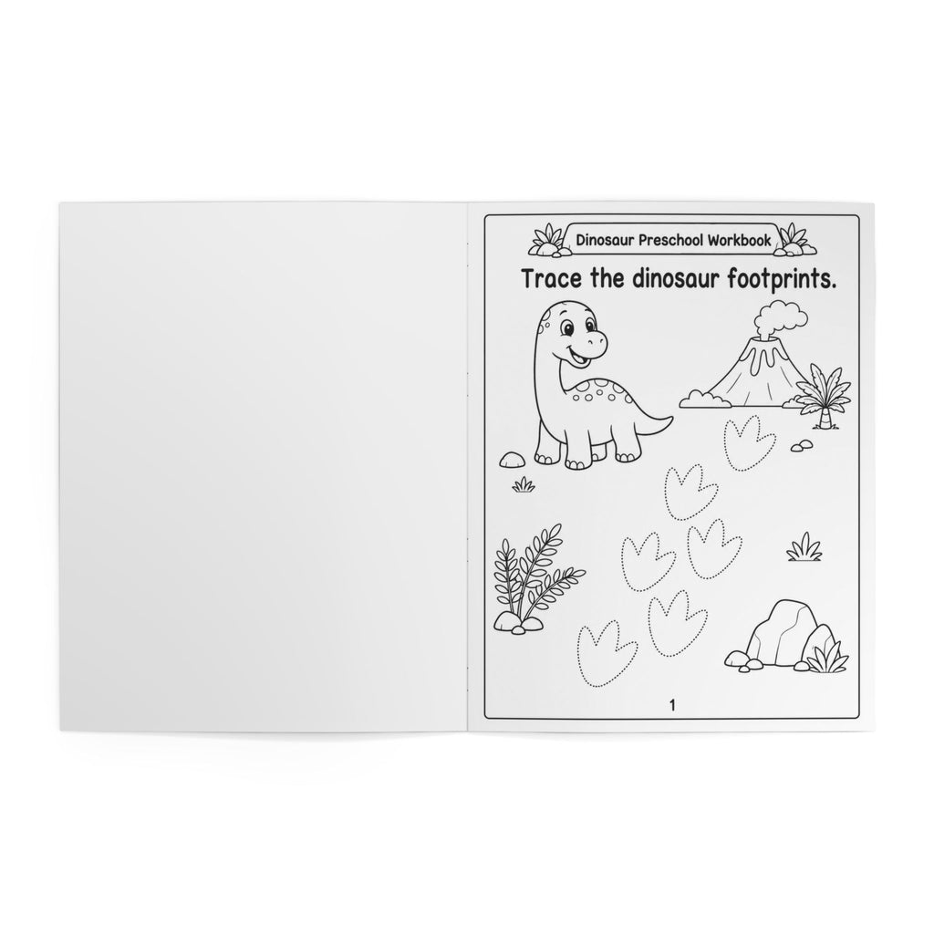 Dinosaur Preschool Workbook – 24 Pages | Printed Coloring Book