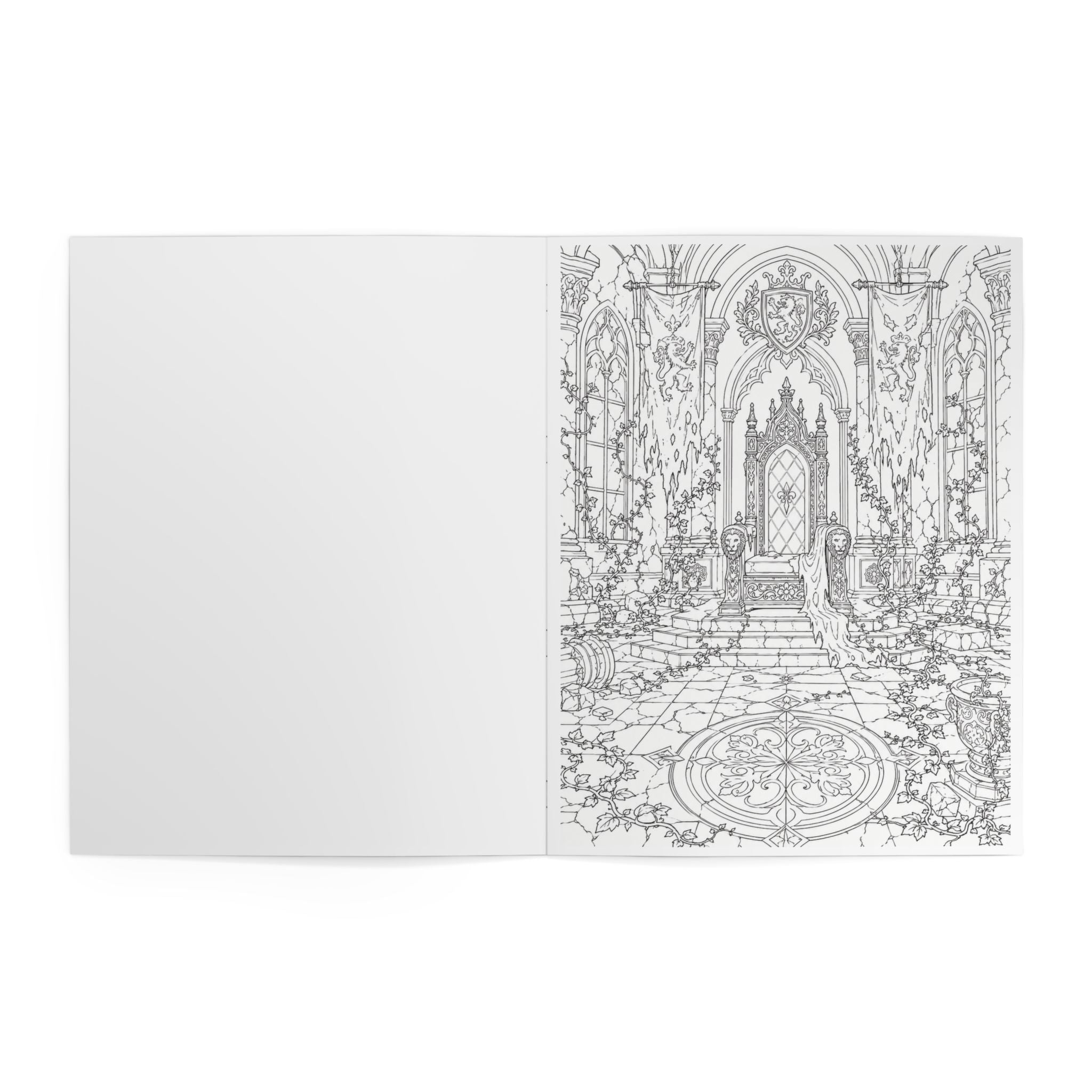 Grand Rooms of Forgotten Castles Coloring Book - 24 Pages