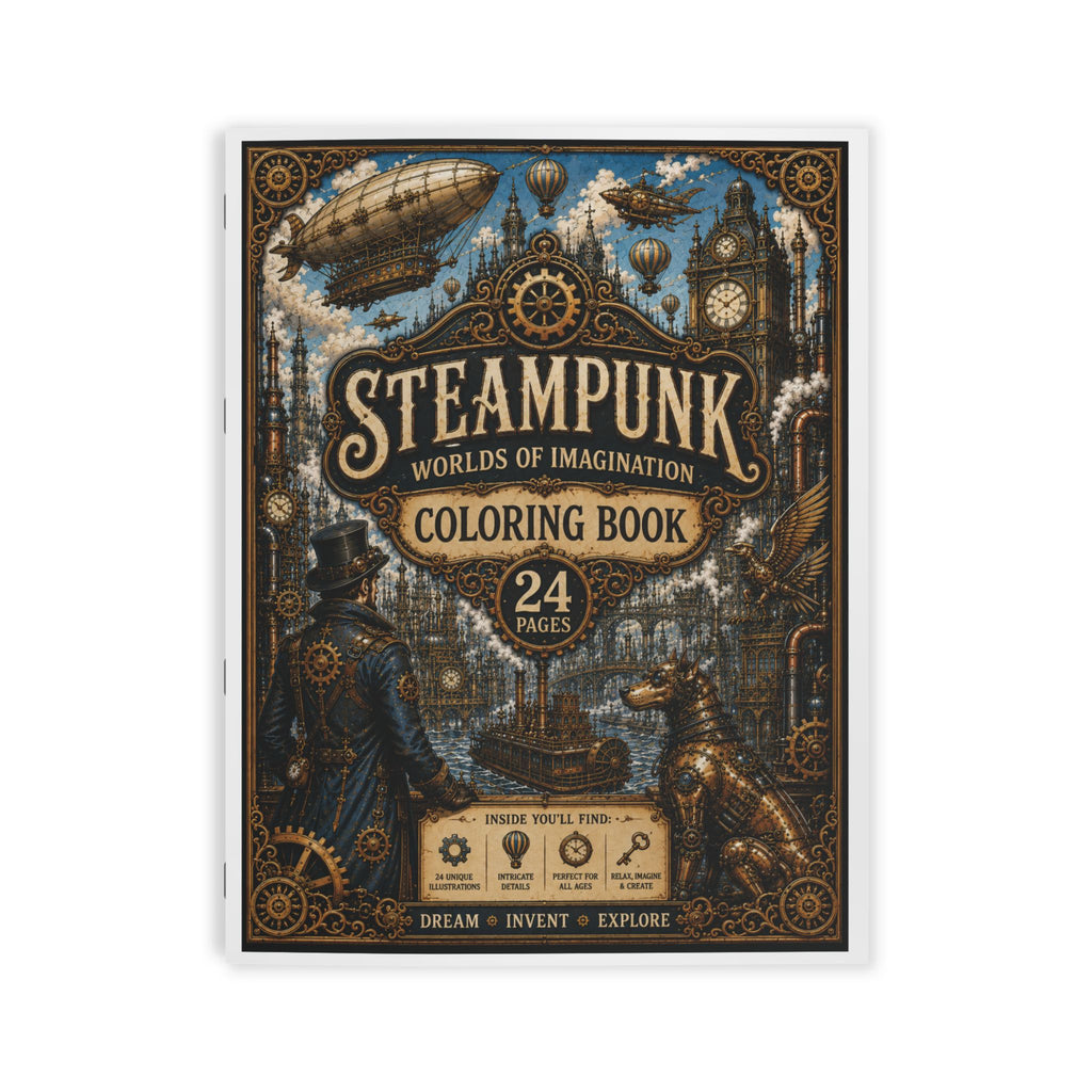 Steampunk Coloring Book - 24 pages