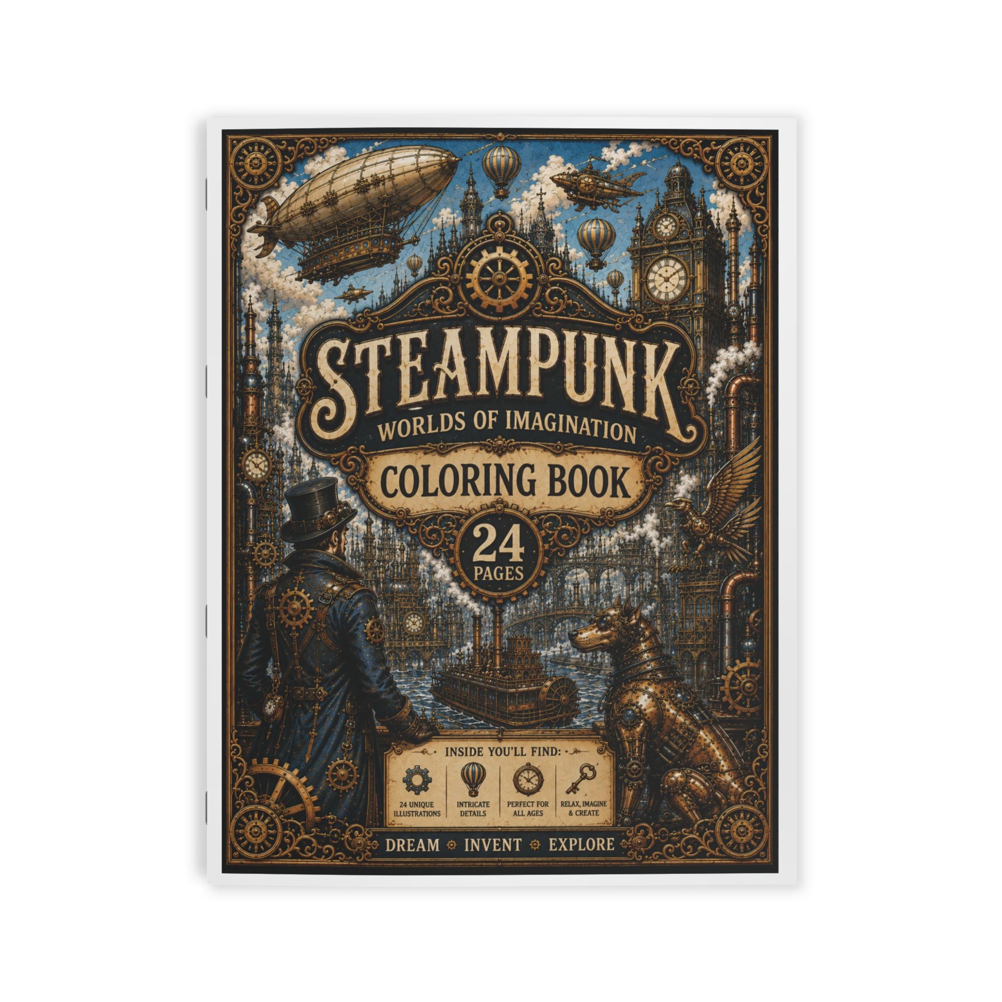 Steampunk Coloring Book - 24 pages