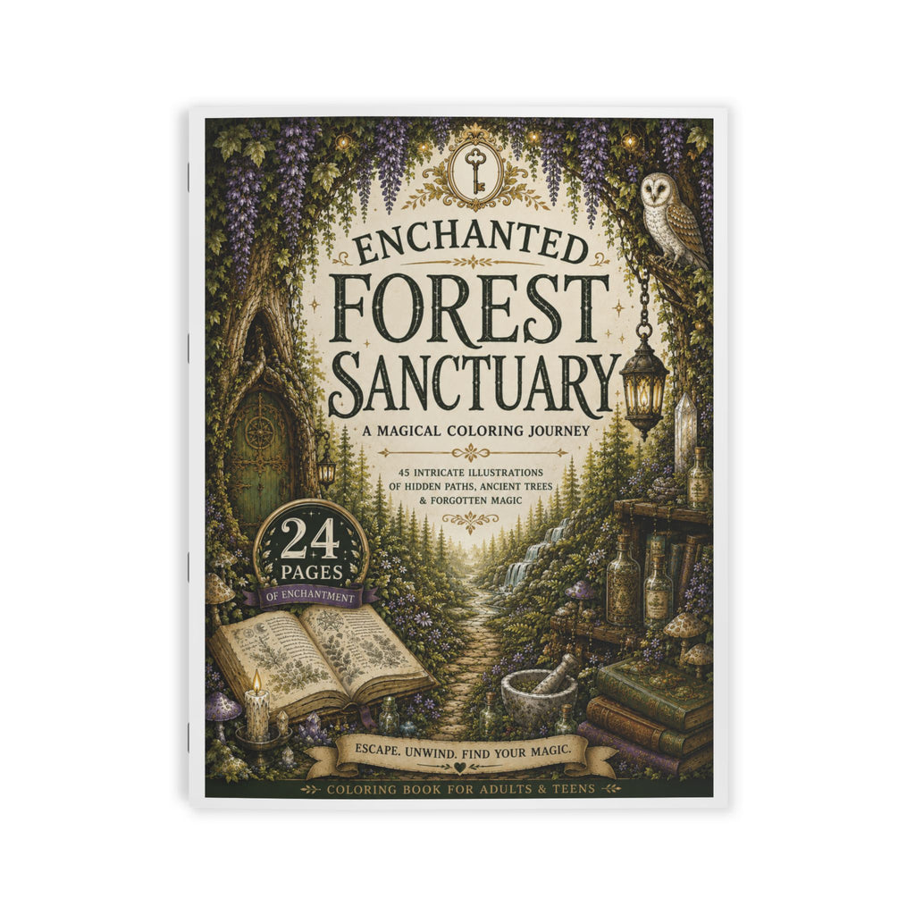 Enchanted Forest Sanctuary Coloring Book - 24 pages