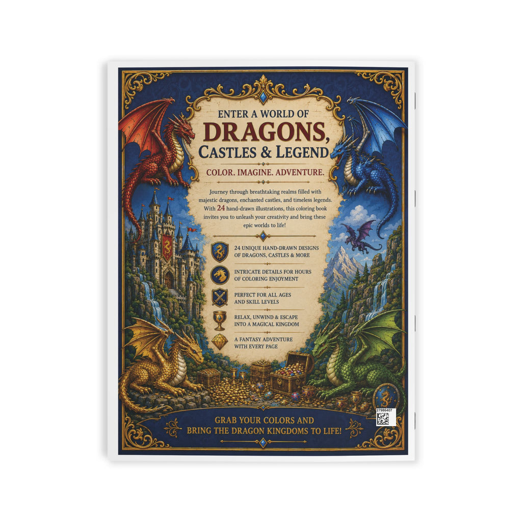 Dragon Castle Kingdoms Coloring Book  - (24 Pages)