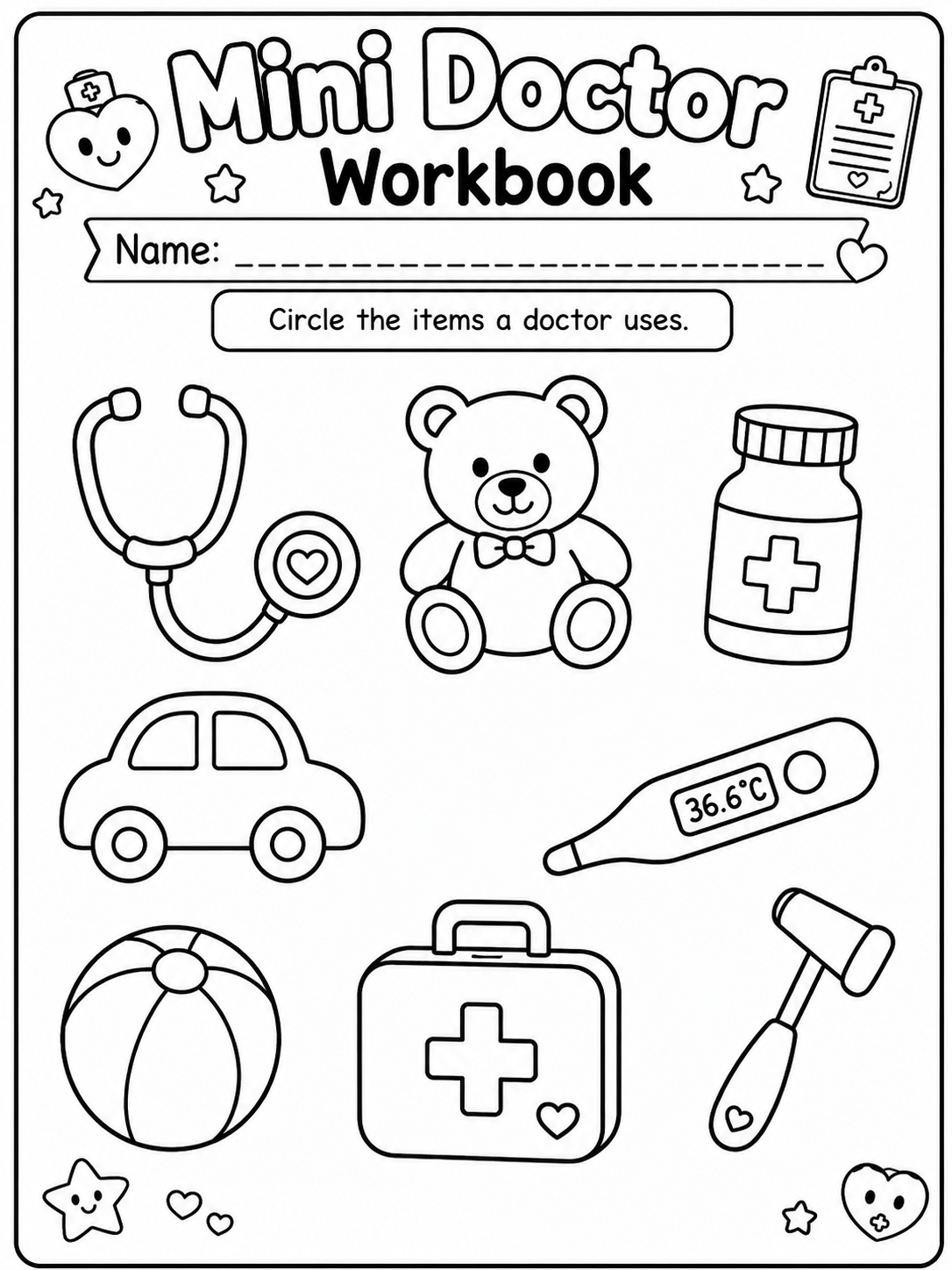 Mini Doctor Workbook – 30 Printable Pages (PDF)