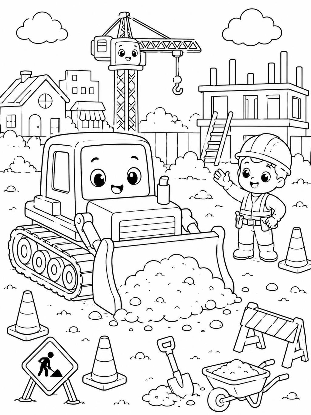 Tiny Builders Town – 30 Printable Coloring Pages (PDF)