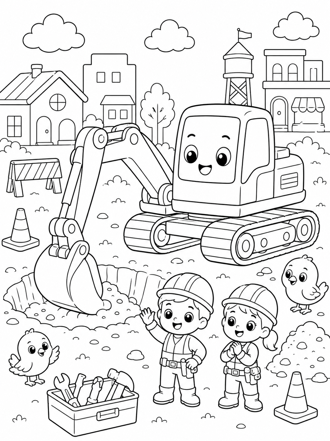 Tiny Builders Town – 30 Printable Coloring Pages (PDF)