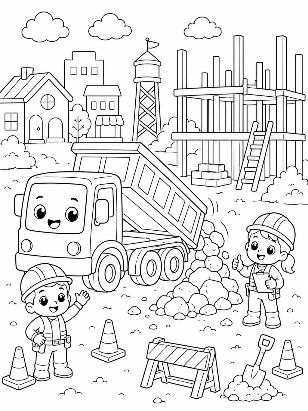 Tiny Builders Town – 30 Printable Coloring Pages (PDF)