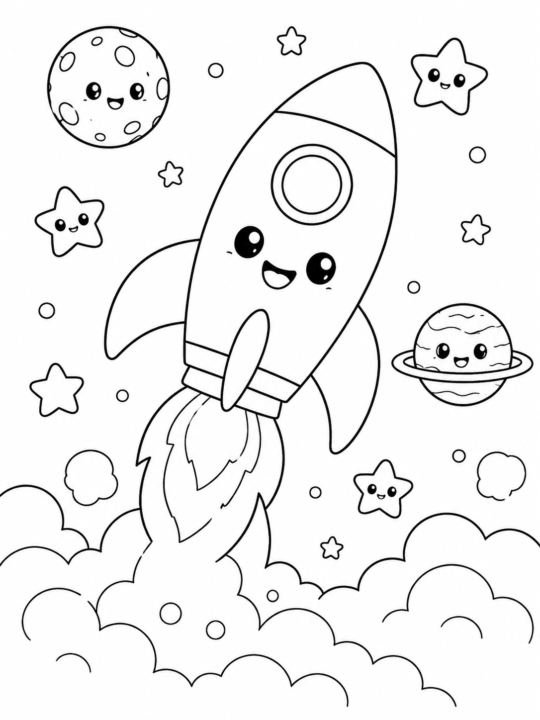 Space Pals – 30 Printable Coloring Pages (PDF)