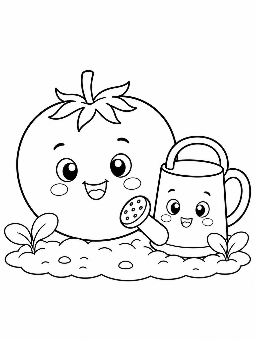 Happy Vegetable Friends Coloring Book - 20 Printable PDF Pages (US Letter Size: 8.5" × 11")