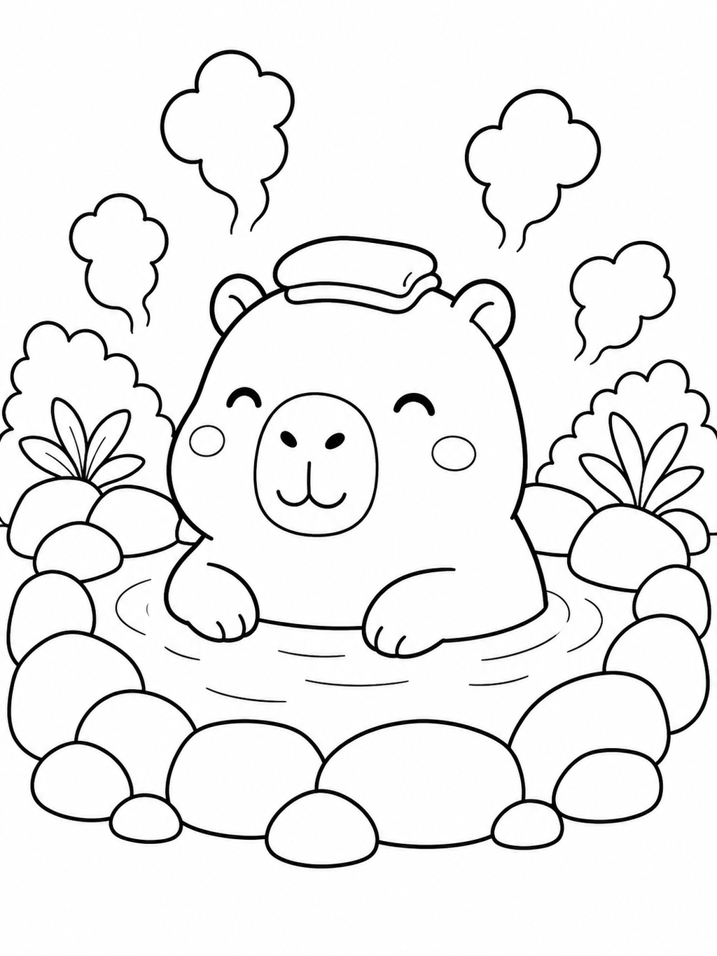 Cozy Capybara Days Coloring Book - 30 Printable PDF Pages (US Letter Size: 8.5" × 11")