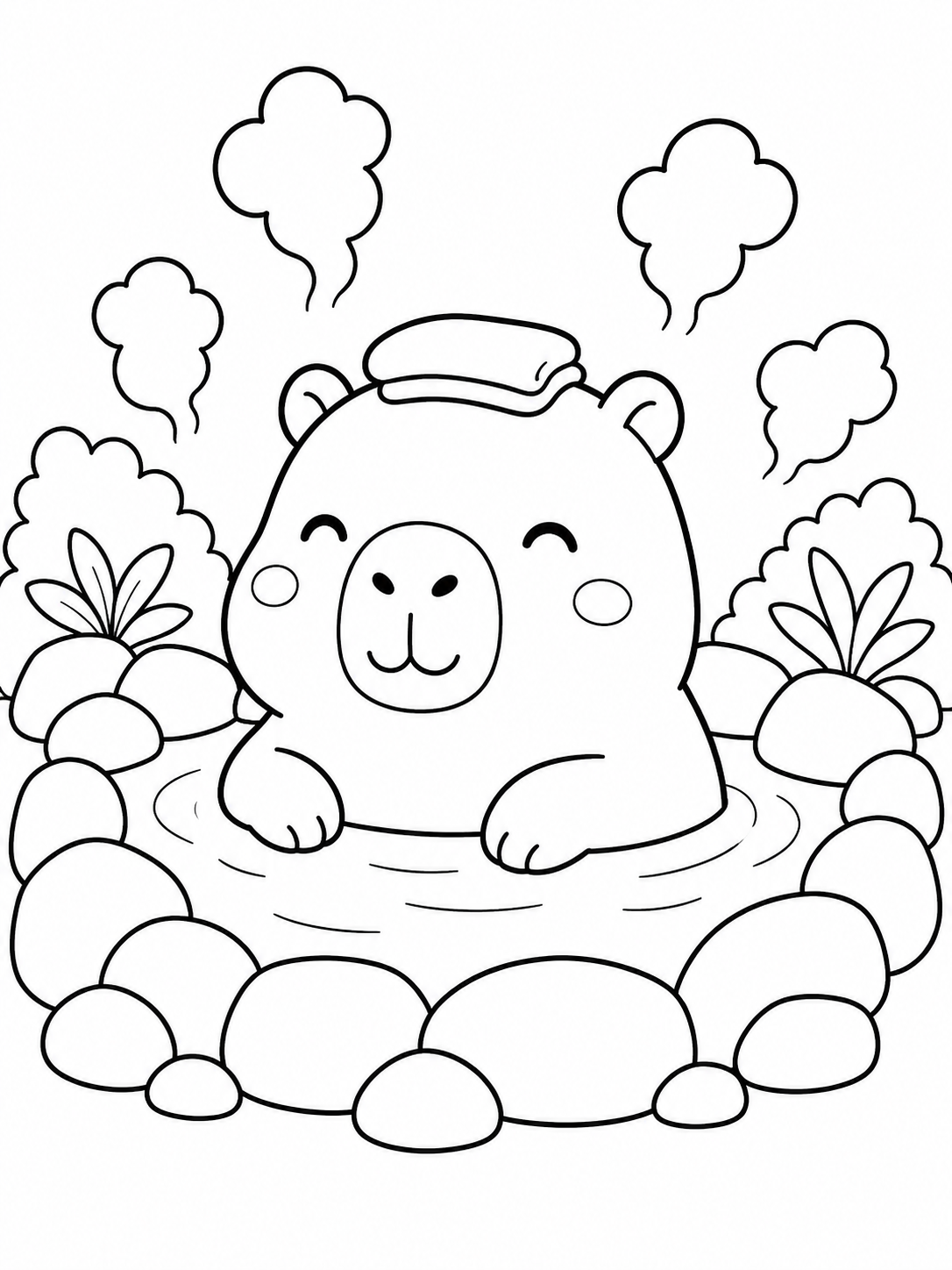 Cozy Capybara Days Coloring Book - 30 Printable PDF Pages (US Letter Size: 8.5" × 11")