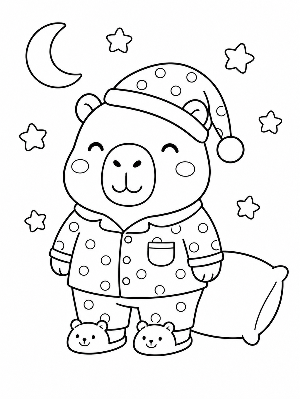 Cozy Capybara Days Coloring Book - 30 Printable PDF Pages (US Letter Size: 8.5" × 11")