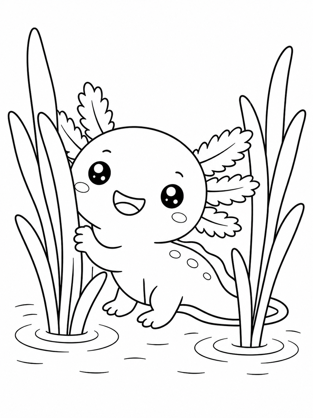 Happy Axolotl Adventures Coloring Book - 30 Printable PDF Pages (US Letter Size: 8.5" × 11")