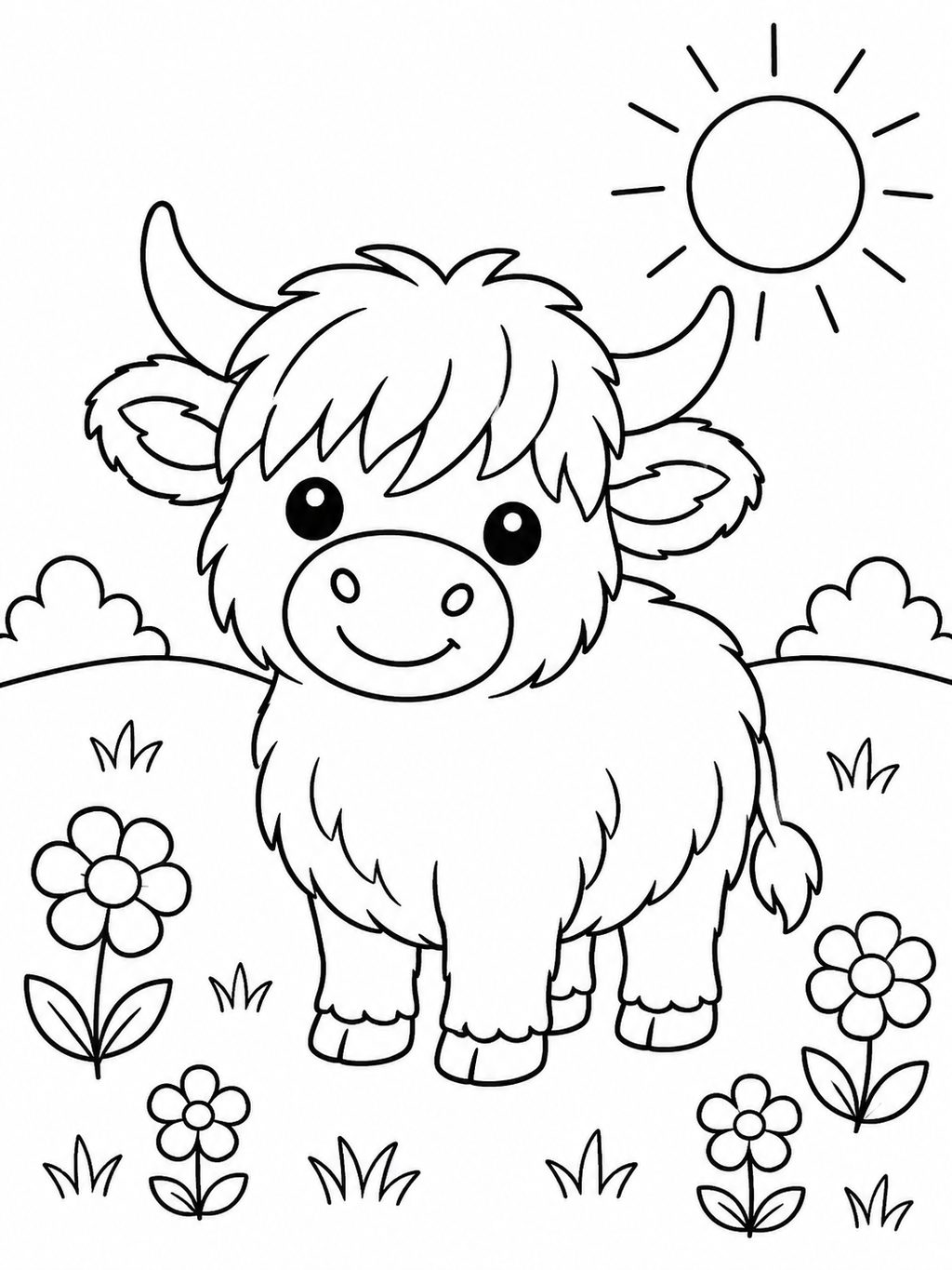 Happy Highland Cow Adventures - 30 Printable PDF Pages (US Letter Size: 8.5" × 11")
