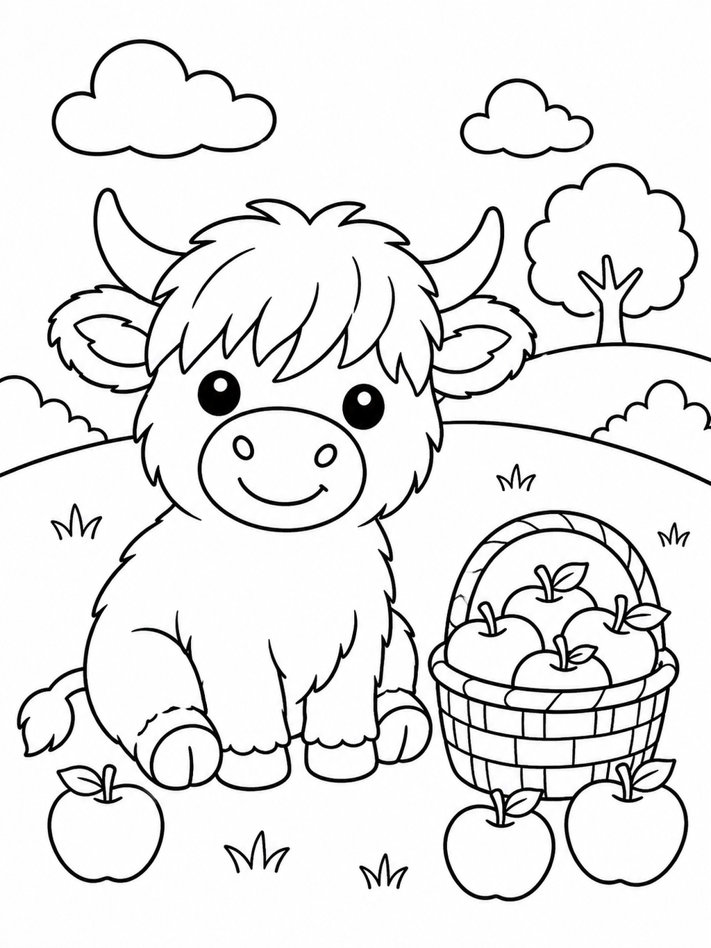 Happy Highland Cow Adventures - 30 Printable PDF Pages (US Letter Size: 8.5" × 11")