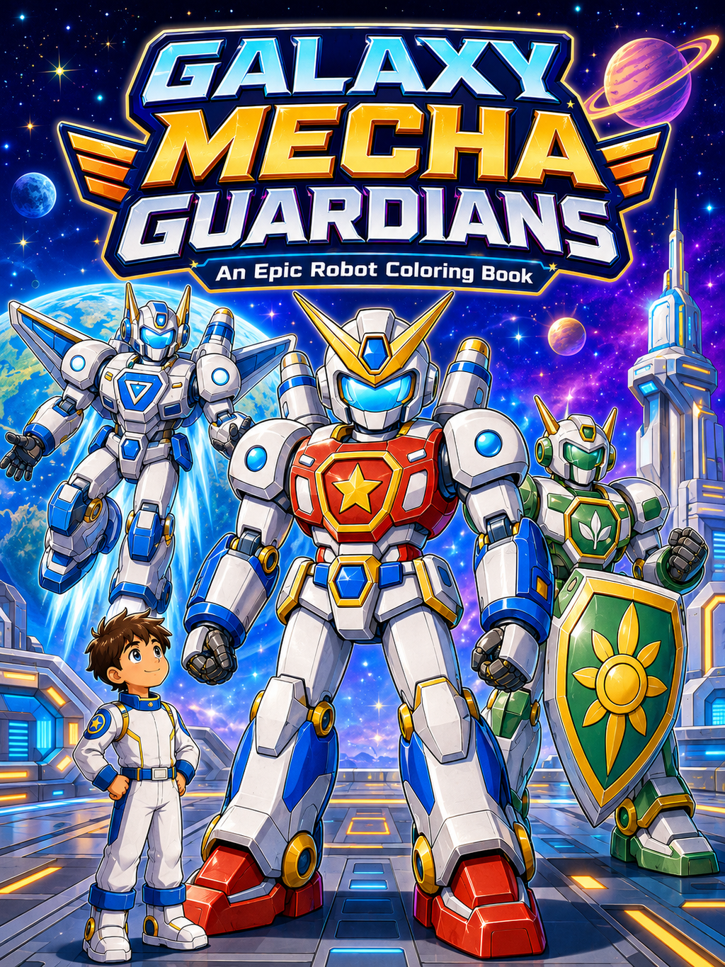 Galaxy Mecha Guardians - 30 Printable PDF Pages (US Letter Size: 8.5" × 11")