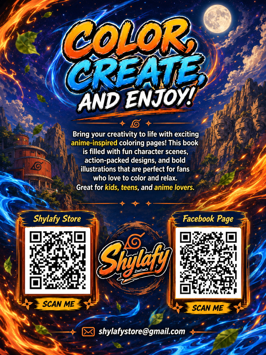 Naruto Coloring Book - 30 Printable PDF Pages (US Letter Size: 8.5" × 11")