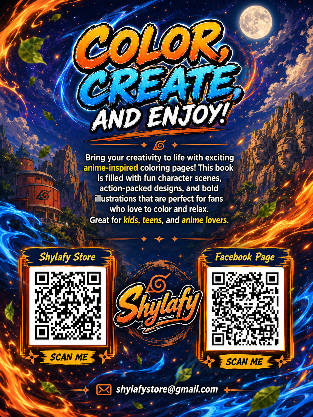 Naruto Coloring Book - 30 Printable PDF Pages (US Letter Size: 8.5" × 11")