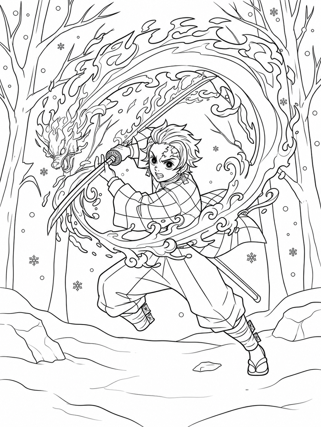Demon Slayer Coloring Book - 30 Printable PDF Pages (US Letter Size: 8.5" × 11")