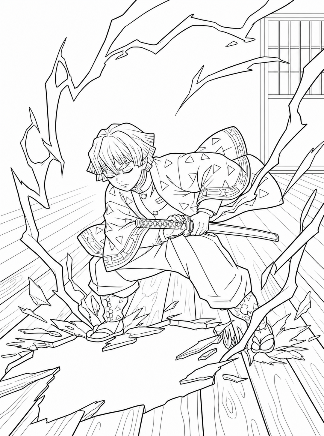 Demon Slayer Coloring Book - 30 Printable PDF Pages (US Letter Size: 8.5" × 11")