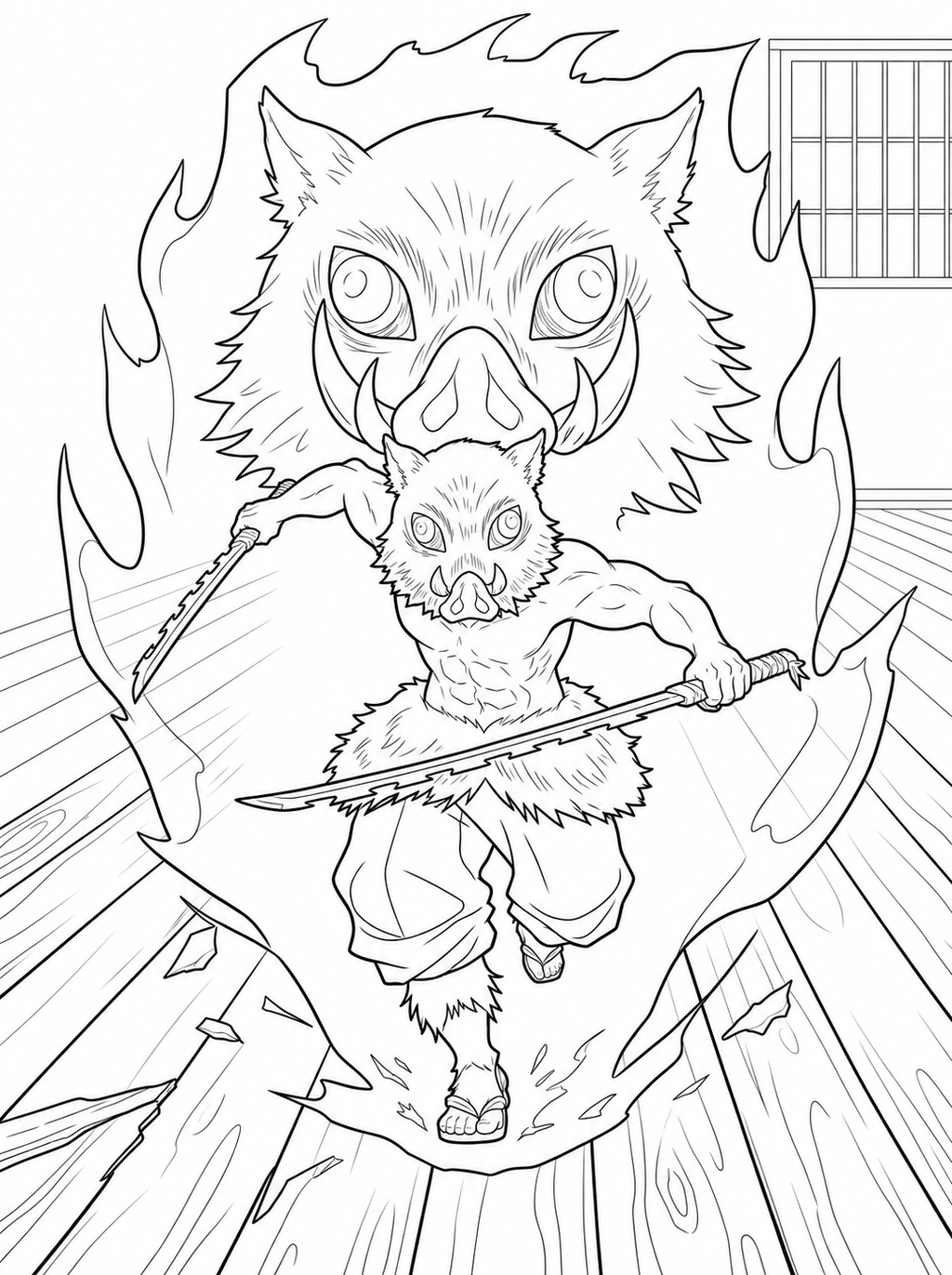 Demon Slayer Coloring Book - 30 Printable PDF Pages (US Letter Size: 8.5" × 11")