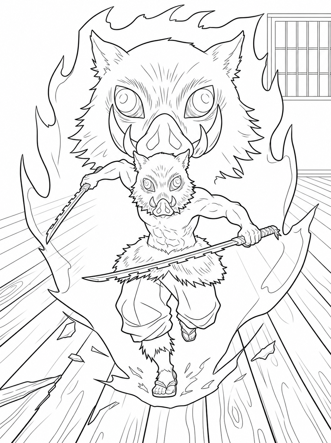 Demon Slayer Coloring Book - 30 Printable PDF Pages (US Letter Size: 8.5" × 11")