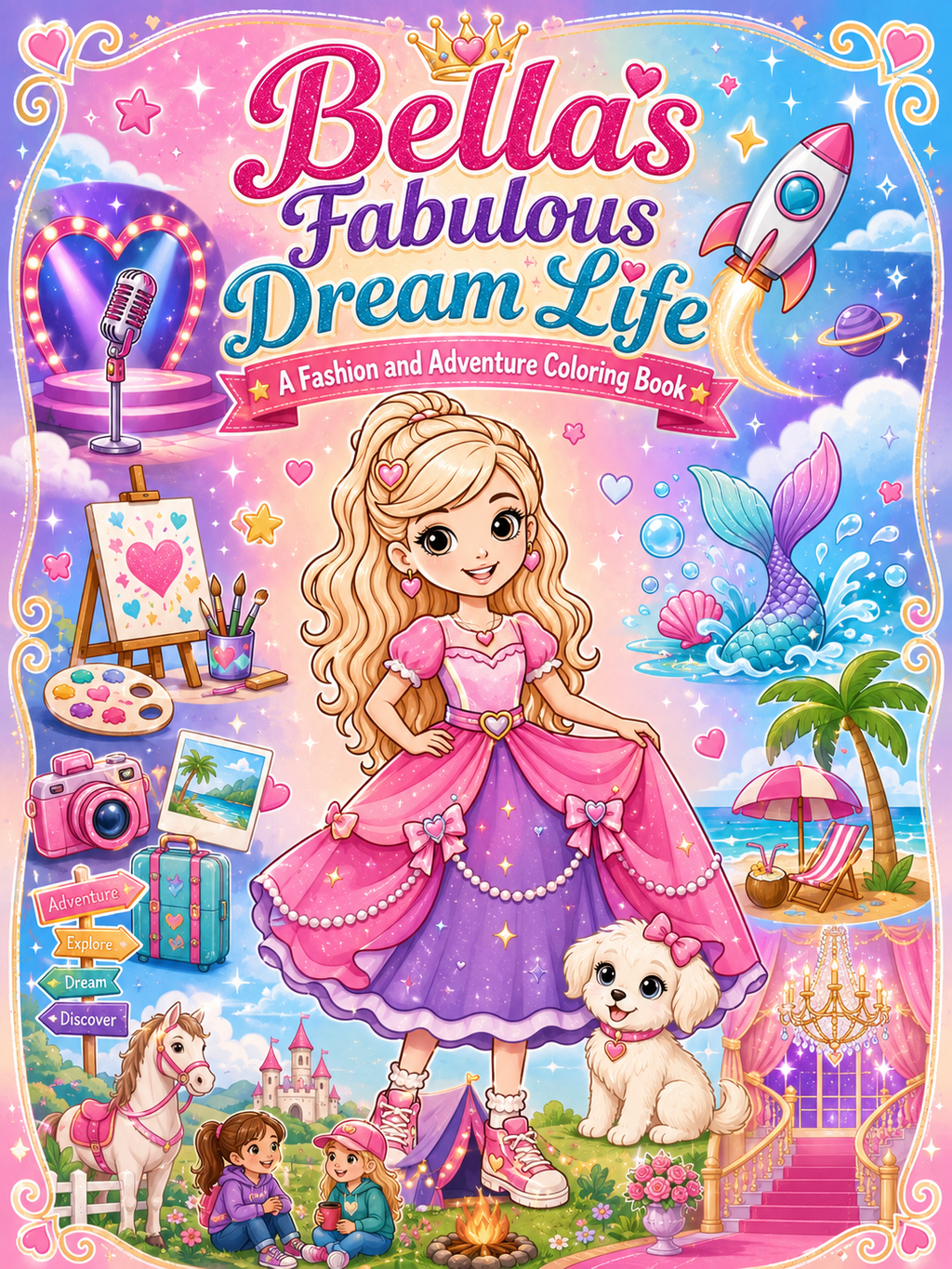 Bella’s Fabulous Dream Life Coloring Book - 30 Printable PDF Pages (US Letter Size: 8.5" × 11")