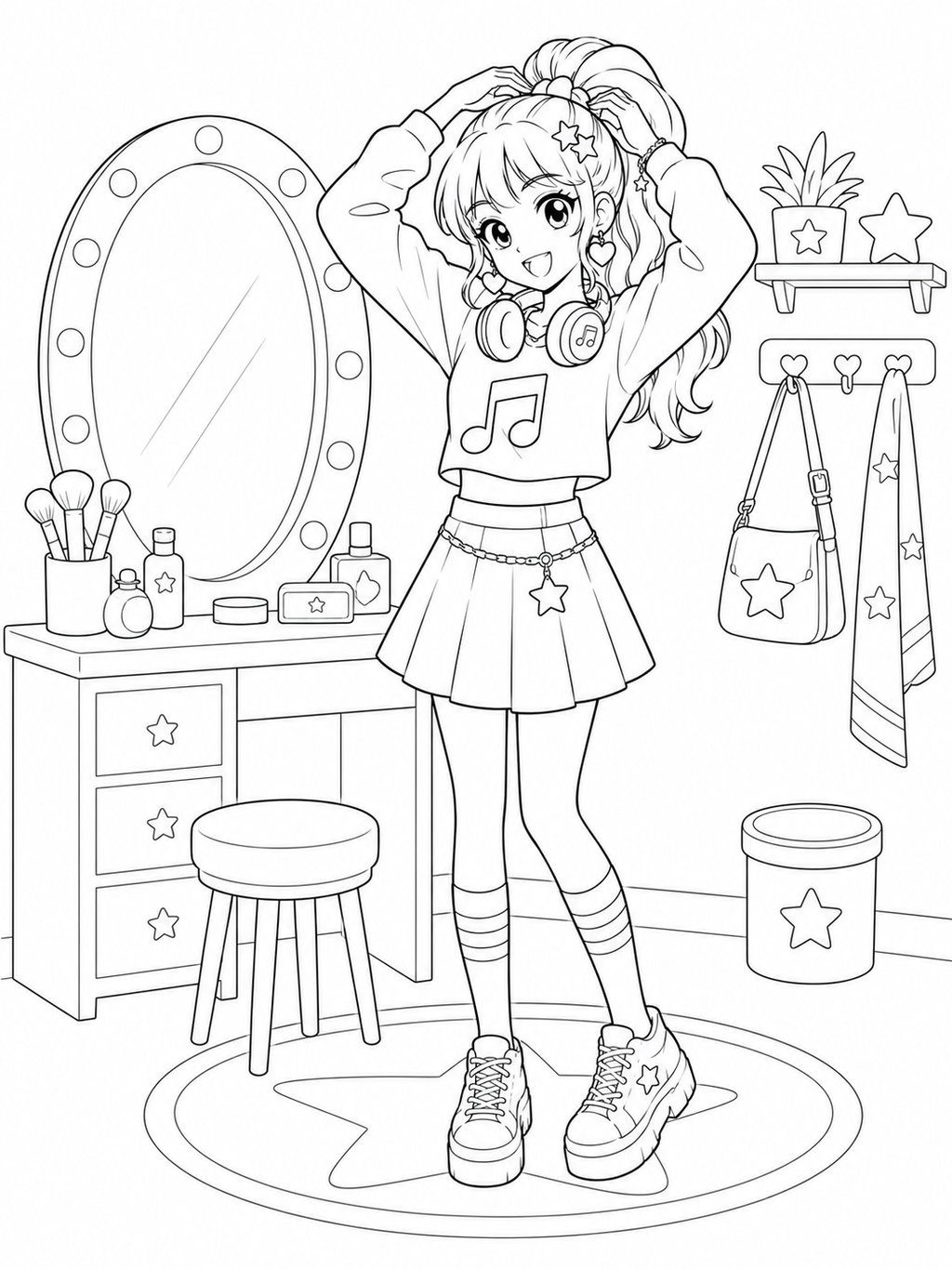 Anime Style Squad Coloring Book - 30 Printable PDF Pages (US Letter Size: 8.5" × 11")