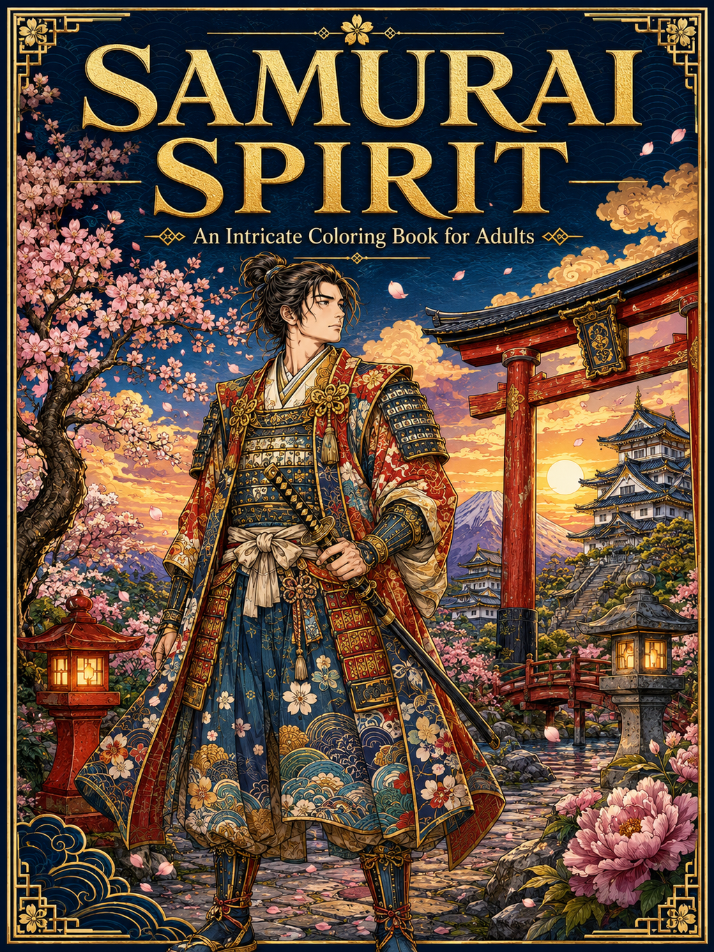 Samurai Spirit Coloring Book - 30 Printable PDF Pages (US Letter Size: 8.5" × 11")