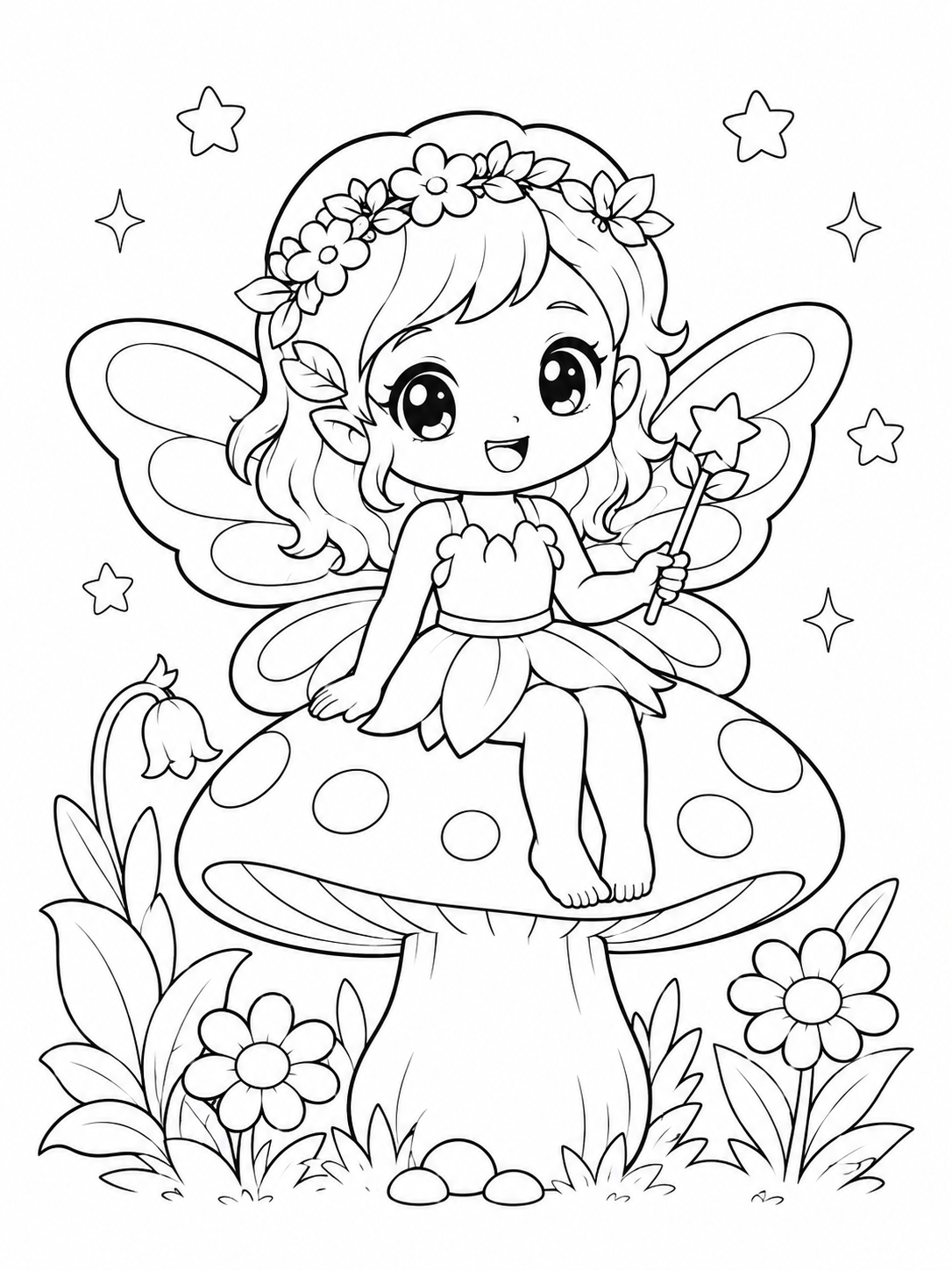 Fairy Adventures Coloring Book - 30 Printable PDF Pages (US Letter Size: 8.5" × 11")