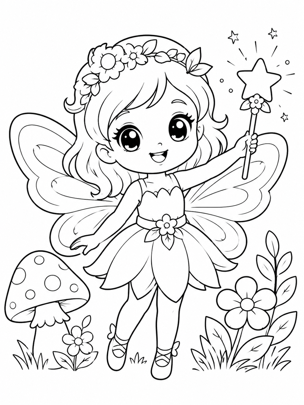 Fairy Adventures Coloring Book - 30 Printable PDF Pages (US Letter Size: 8.5" × 11")