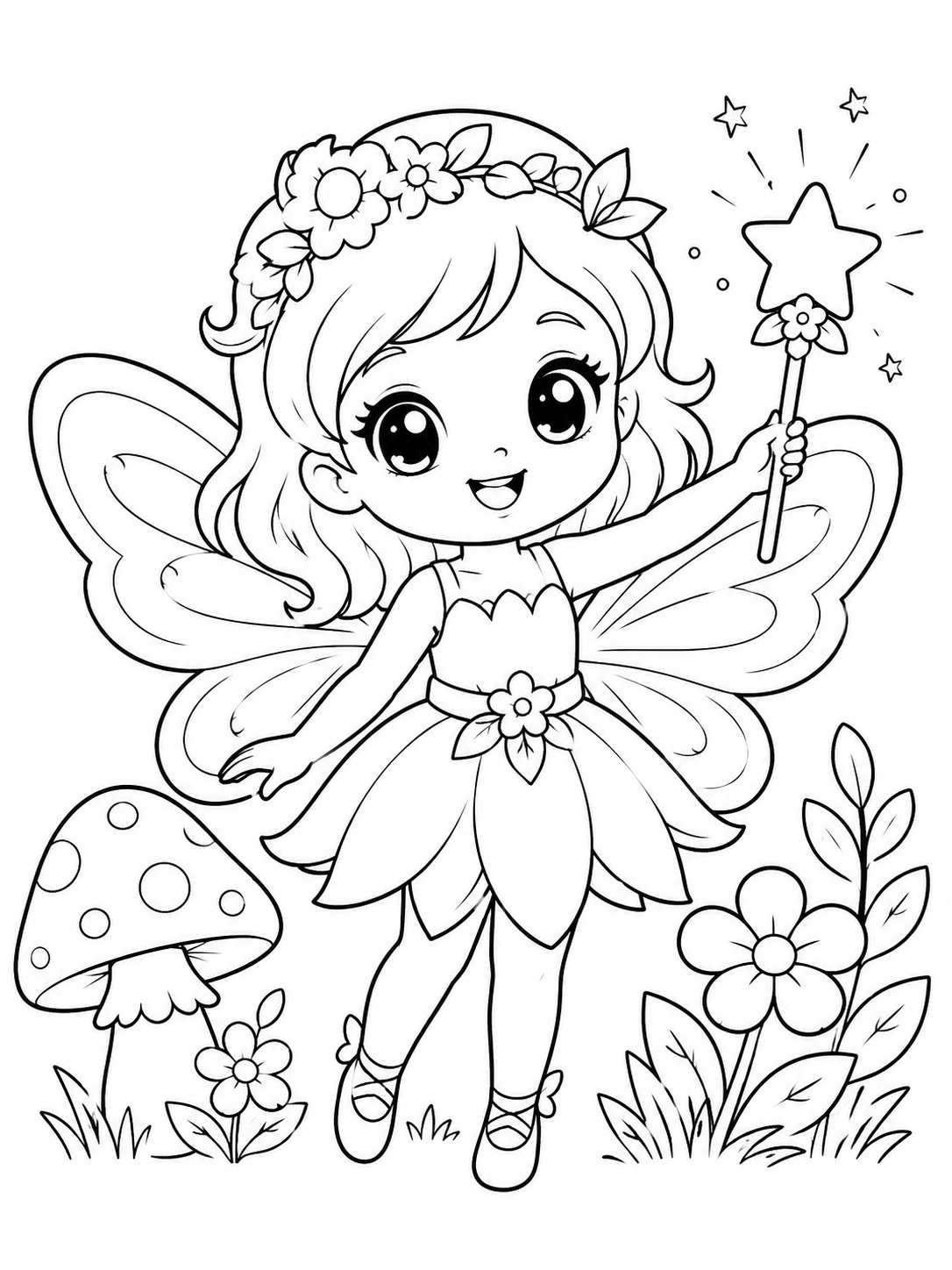 Fairy Adventures Coloring Book - 30 Printable PDF Pages (US Letter Size: 8.5" × 11")