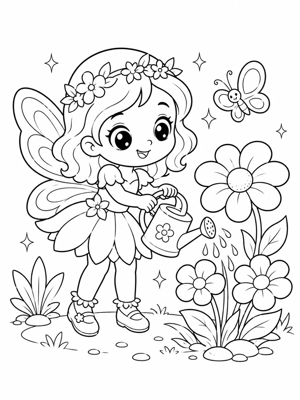 Fairy Adventures Coloring Book - 30 Printable PDF Pages (US Letter Size: 8.5" × 11")