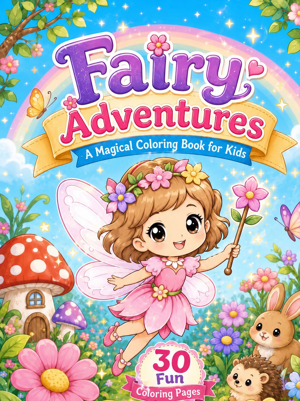 Fairy Adventures Coloring Book - 30 Printable PDF Pages (US Letter Size: 8.5" × 11")